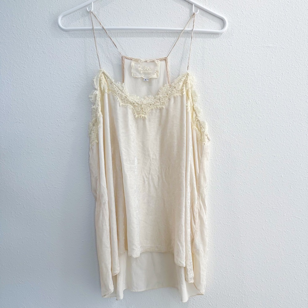 Johnny Was Love Boho Fairy Velvet Velour‎ Lace Camisole Tank Top L